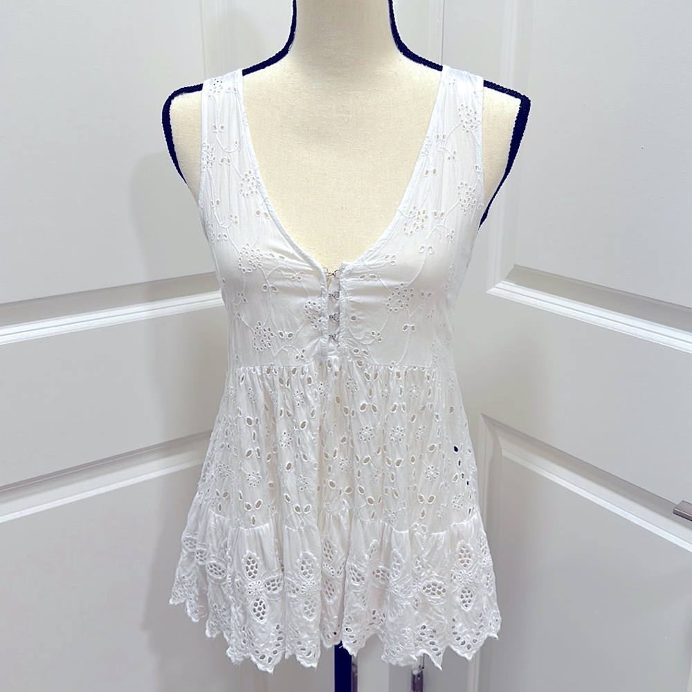 American Eagle Eyelet Tunic Tank